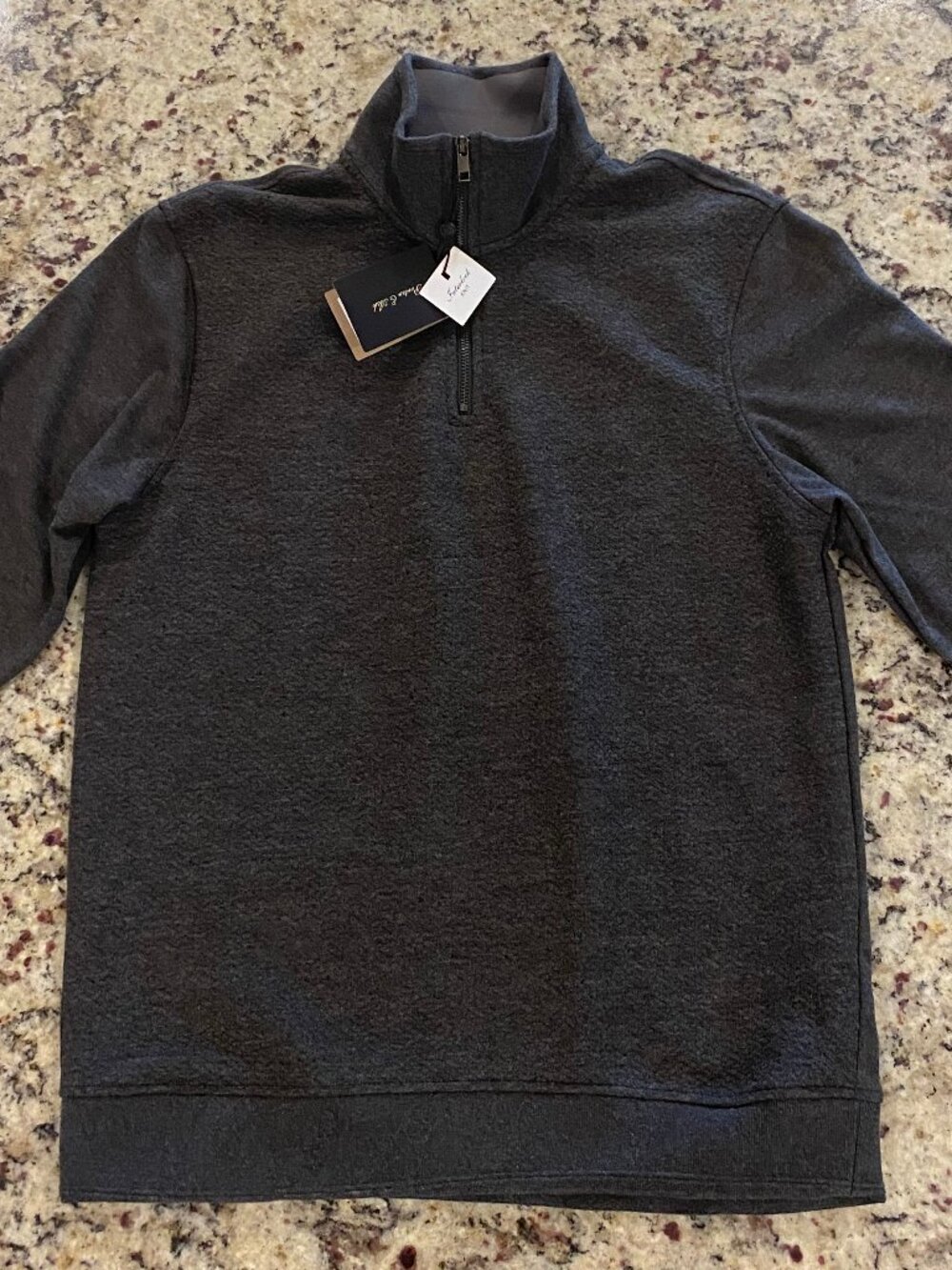 PORTER & ASH Men's Luxury Essentials 1/4 Zip Pullover NWT Small S Charcoal Gray